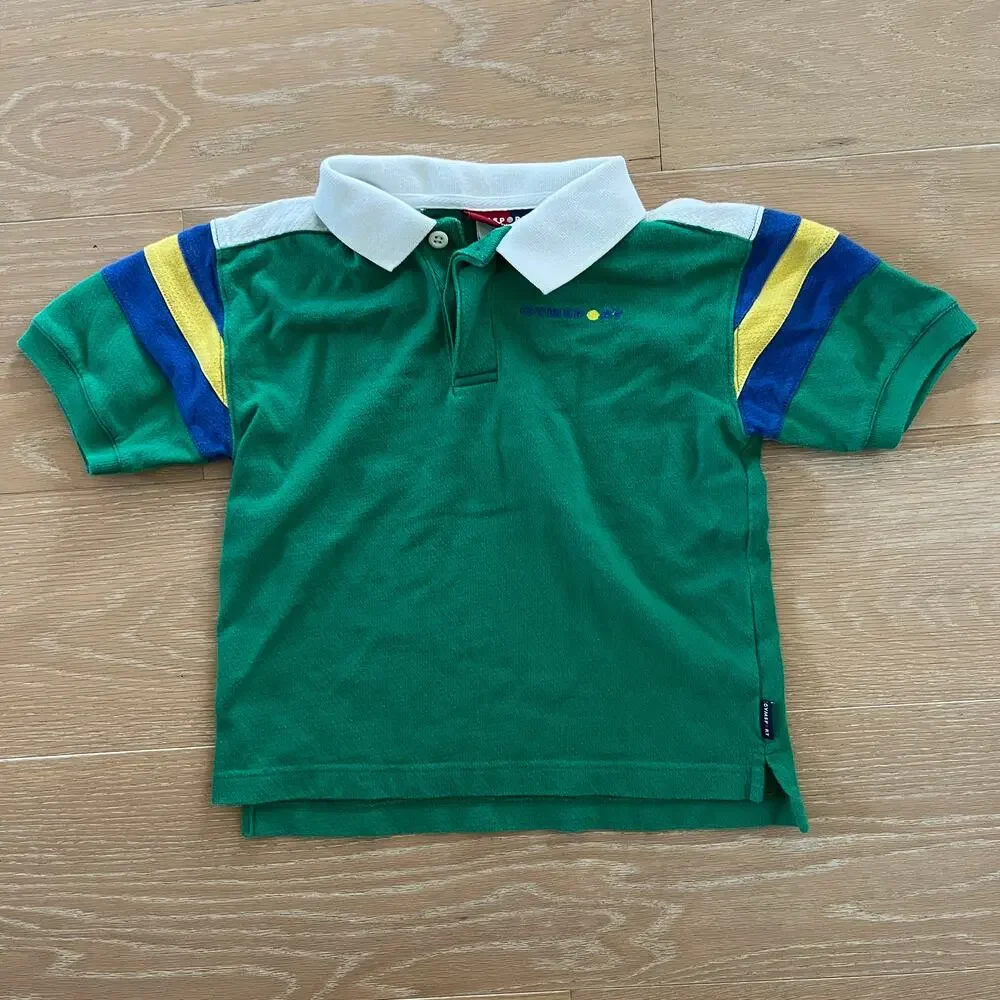 Vintage 1990's Gymboree GymSports Green Polo Shirt Large 4/5 Years
